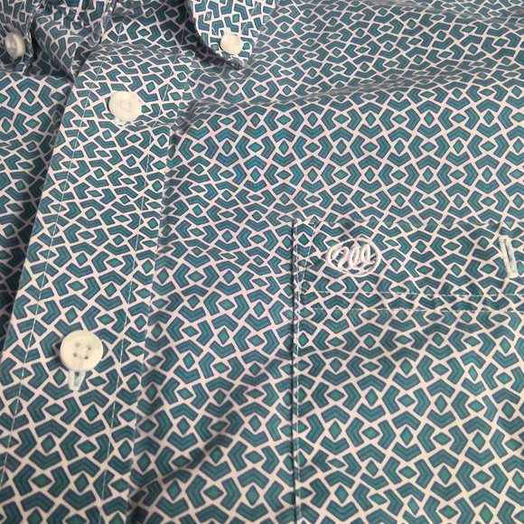 Wrangler Button Down Shirt Long Sleeve Blue Geometric Men's XL - Picture 5 of 8